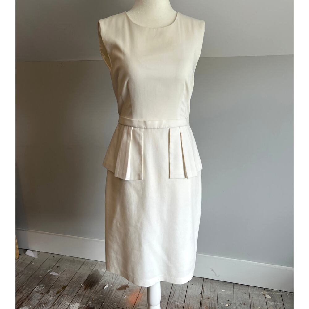 BCBG Cocktail dress peplum bodycon summer wedding cream 4